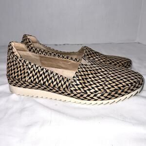 VANELi Veve Shoes Womens Size 10 M Black Camel Raffia Weave Slip On Comfort EUC